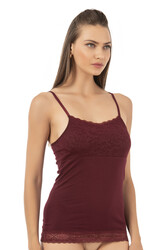 Özkan 24186 Kadın Pamuklu Likralı Süprem Dantel Kuplu İnce Askılı Atlet - Thumbnail