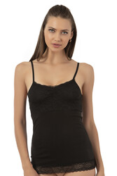 Özkan 24186 Kadın Pamuklu Likralı Süprem Dantel Kuplu İnce Askılı Atlet - Thumbnail