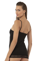 Özkan 24186 Kadın Pamuklu Likralı Süprem Dantel Kuplu İnce Askılı Atlet - Thumbnail