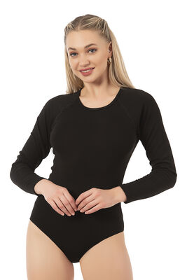 Özkan Underwear - Özkan 24200 Kadın Termal Uzun Kollu Yuvarlak Yaka Kancalı Çıtçıtlı Body
