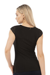 Özkan 24205 Kadın Pamuklu Kısa Kollu Dantelli Örme Atlet - Thumbnail