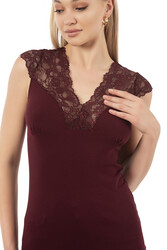 Özkan 24205 Kadın Pamuklu Kısa Kollu Dantelli Örme Atlet - Thumbnail