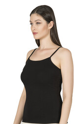 Özkan 24264 Kadın Pamuklu Modal Esnek Rahat Havuz Yaka Biyeli İp Askılı Atlet - Thumbnail