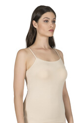 Özkan 24264 Kadın Pamuklu Modal Esnek Rahat Havuz Yaka Biyeli İp Askılı Atlet - Thumbnail