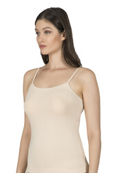 Özkan 24264 Kadın Pamuklu Modal Esnek Rahat Havuz Yaka Biyeli İp Askılı Atlet - Thumbnail