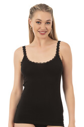 Özkan 24675 Kadın Modal Pamuklu İnce Askılı Dantelli Atlet - Thumbnail