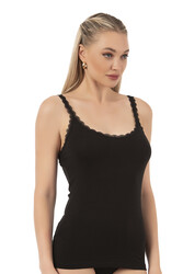 Özkan 24675 Kadın Modal Pamuklu İnce Askılı Dantelli Atlet - Thumbnail