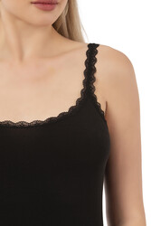 Özkan 24675 Kadın Modal Pamuklu İnce Askılı Dantelli Atlet - Thumbnail