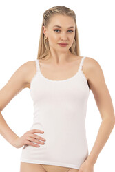 Özkan 24675 Kadın Modal Pamuklu İnce Askılı Dantelli Atlet - Thumbnail