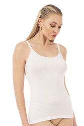 Özkan 24675 Kadın Modal Pamuklu İnce Askılı Dantelli Atlet - Thumbnail