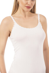 Özkan 24675 Kadın Modal Pamuklu İnce Askılı Dantelli Atlet - Thumbnail