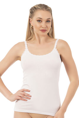 Özkan Underwear - Özkan 24675 Kadın Modal Pamuklu İnce Askılı Dantelli Atlet