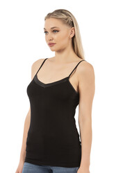 Özkan 25217 Kadın İnce Askılı Viskon Esnek Yumuşak Saten Yaka Atlet - Thumbnail