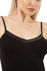 Özkan 25217 Kadın İnce Askılı Viskon Esnek Yumuşak Saten Yaka Atlet - Thumbnail