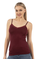 Özkan 25217 Kadın İnce Askılı Viskon Esnek Yumuşak Saten Yaka Atlet - Thumbnail