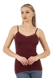 Özkan 25217 Kadın İnce Askılı Viskon Esnek Yumuşak Saten Yaka Atlet - Thumbnail