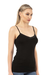 Özkan 25217 Kadın İnce Askılı Viskon Esnek Yumuşak Saten Yaka Atlet - Thumbnail