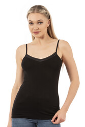 Özkan 25217 Kadın İnce Askılı Viskon Esnek Yumuşak Saten Yaka Atlet - Thumbnail