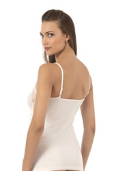 Özkan 25260 Kadın Pamuklu Likralı Süprem Dantelli Esnek Yumuşak İnce Askılı Atlet - Thumbnail