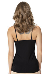 Özkan 25260 Kadın Pamuklu Likralı Süprem Dantelli Esnek Yumuşak İnce Askılı Atlet - Thumbnail