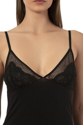 Özkan 25260 Kadın Pamuklu Likralı Süprem Dantelli Esnek Yumuşak İnce Askılı Atlet - Thumbnail