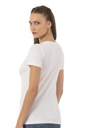 Özkan 25284 Kadın Pamuklu Kısa Kollu Bisiklet Yaka Esnek Rahat Fanila T-Shirt - Thumbnail