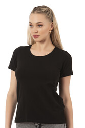 Özkan 25284 Kadın Pamuklu Kısa Kollu Bisiklet Yaka Esnek Rahat Fanila T-Shirt - Thumbnail