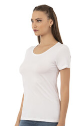 Özkan 25284 Kadın Pamuklu Kısa Kollu Bisiklet Yaka Esnek Rahat Fanila T-Shirt - Thumbnail