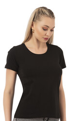 Özkan 25284 Kadın Pamuklu Kısa Kollu Bisiklet Yaka Esnek Rahat Fanila T-Shirt - Thumbnail