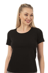 Özkan 25284 Kadın Pamuklu Kısa Kollu Bisiklet Yaka Esnek Rahat Fanila T-Shirt - Thumbnail