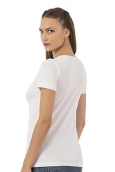 Özkan 25284 Kadın Pamuklu Kısa Kollu Bisiklet Yaka Esnek Rahat Fanila T-Shirt - Thumbnail