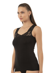 Özkan 25348 Kadın Pamuklu Dantelli Kalın Askılı Atlet - Thumbnail