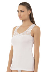 Özkan 25348 Kadın Pamuklu Dantelli Kalın Askılı Atlet - Thumbnail