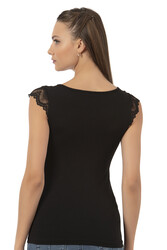 Özkan 25430 Kadın Pamuklu Modal Saten Esnek Rahat Yaka Dantelli Atlet - Thumbnail