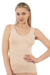 Özkan 25487 Kadın Pamuklu Modal Esnek Yumuşak Biyeli Kalın Askılı Örme Atlet - Thumbnail