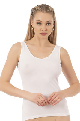 Özkan Underwear - Özkan 25487 Kadın Pamuklu Modal Esnek Yumuşak Biyeli Kalın Askılı Örme Atlet