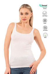 Özkan 25493 3'lü Paket Kadın Premium Kumaş Modal Pamuklu Likralı Tül Biyeli Kalın Askılı Atlet - Thumbnail