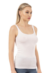 Özkan 25493 3'lü Paket Kadın Premium Kumaş Modal Pamuklu Likralı Tül Biyeli Kalın Askılı Atlet - Thumbnail