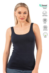 Özkan 25493 3'lü Paket Kadın Premium Kumaş Modal Pamuklu Likralı Tül Biyeli Kalın Askılı Atlet - Thumbnail