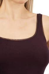 Özkan 25493 Kadın Premium Kumaş Modal Pamuklu Likralı Tül Biyeli Kalın Askılı Atlet - Thumbnail