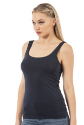 Özkan 25493 Kadın Premium Kumaş Modal Pamuklu Likralı Tül Biyeli Kalın Askılı Atlet - Thumbnail