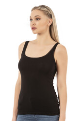 Özkan 25493 Kadın Premium Kumaş Modal Pamuklu Likralı Tül Biyeli Kalın Askılı Atlet - Thumbnail