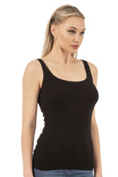 Özkan 25493 Kadın Premium Kumaş Modal Pamuklu Likralı Tül Biyeli Kalın Askılı Atlet - Thumbnail