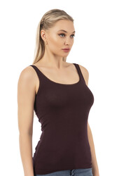 Özkan 25493 Kadın Premium Kumaş Modal Pamuklu Likralı Tül Biyeli Kalın Askılı Atlet - Thumbnail