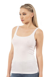 Özkan 25493 Kadın Premium Kumaş Modal Pamuklu Likralı Tül Biyeli Kalın Askılı Atlet - Thumbnail