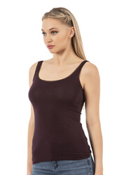 Özkan 25493 Kadın Premium Kumaş Modal Pamuklu Likralı Tül Biyeli Kalın Askılı Atlet - Thumbnail