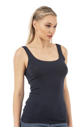 Özkan 25493 Kadın Premium Kumaş Modal Pamuklu Likralı Tül Biyeli Kalın Askılı Atlet - Thumbnail