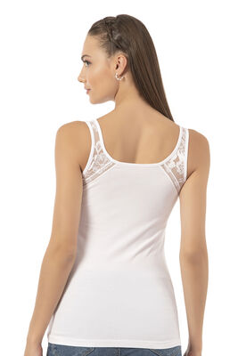 Özkan Underwear - Özkan 25520 Kadın Pamuklu Esnek Rahat Dantel Detaylı Kalın Askılı Pamuklu Atlet (1)