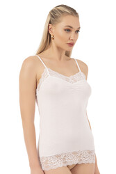 Özkan 25531 Kadın Pamuklu Modal Esnek Rahat Dantel Detaylı İnce Askılı Atlet - Thumbnail