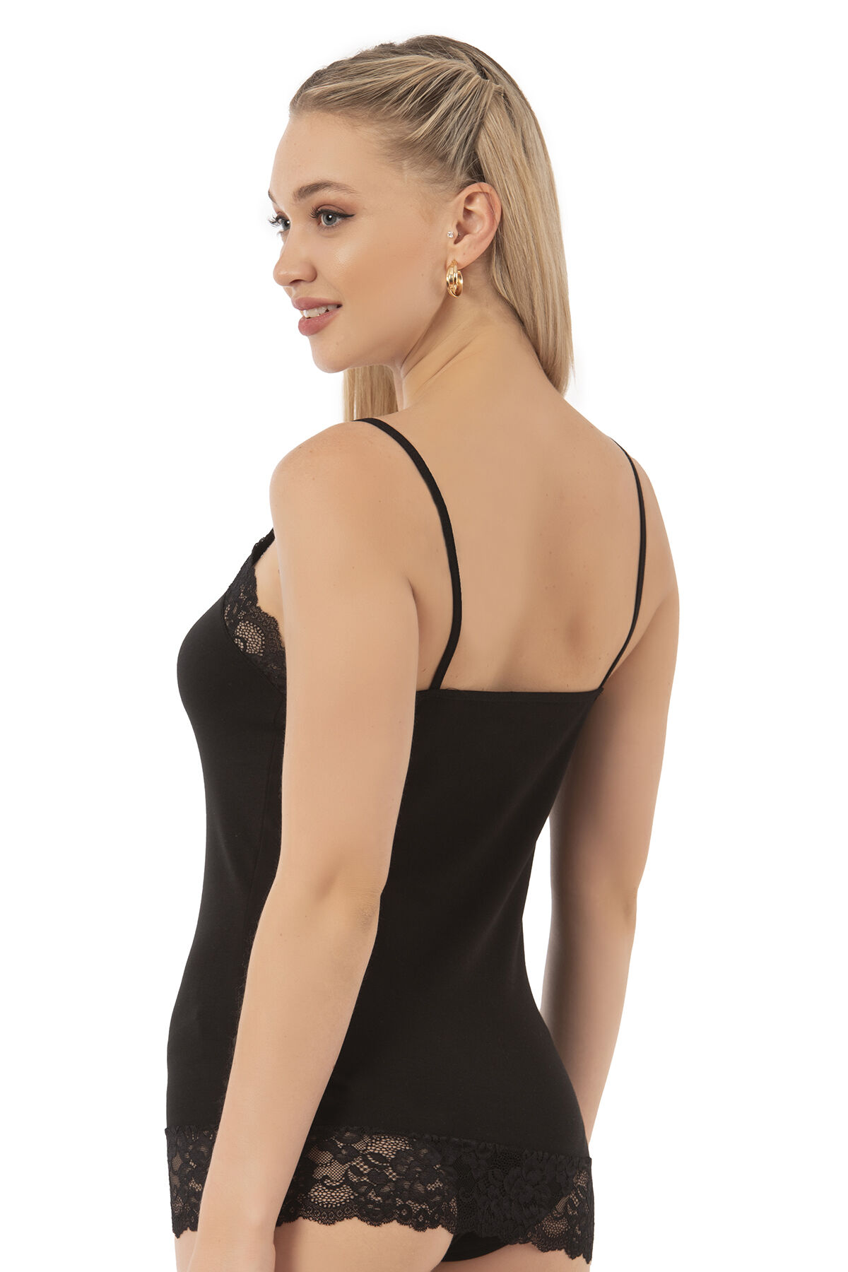 Özkan 25531 Kadın Pamuklu Modal Esnek Rahat Dantel Detaylı İnce Askılı Atlet